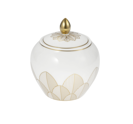 Porcelain Covered Sugar Bowl 30cl Gold Finish