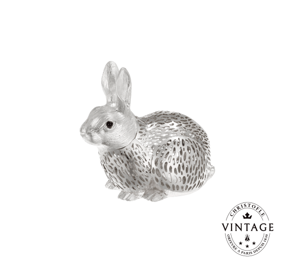 christofle silvered vintage sitting rabbit 1