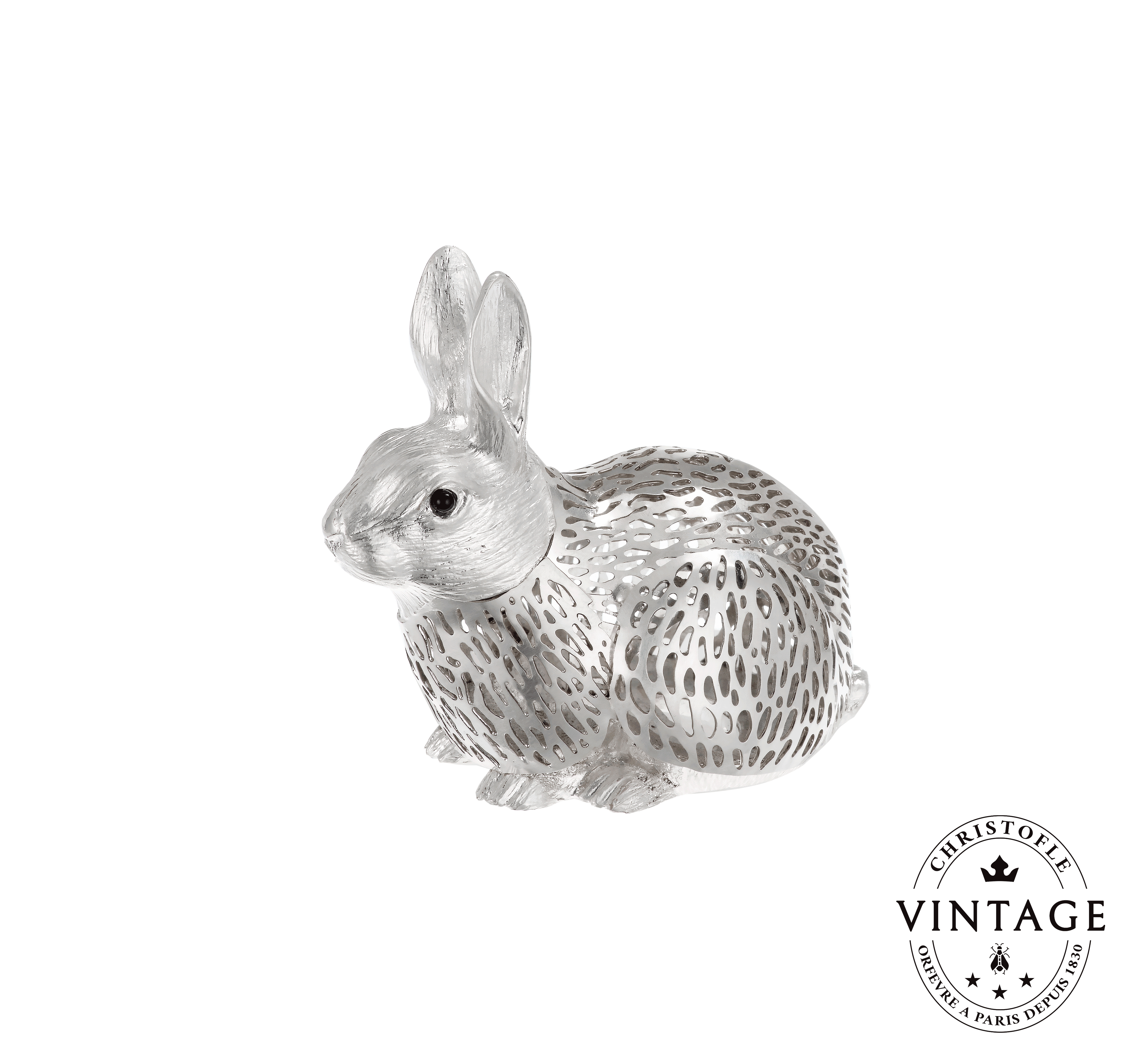 christofle Lapin Assis Argenté - Vintage