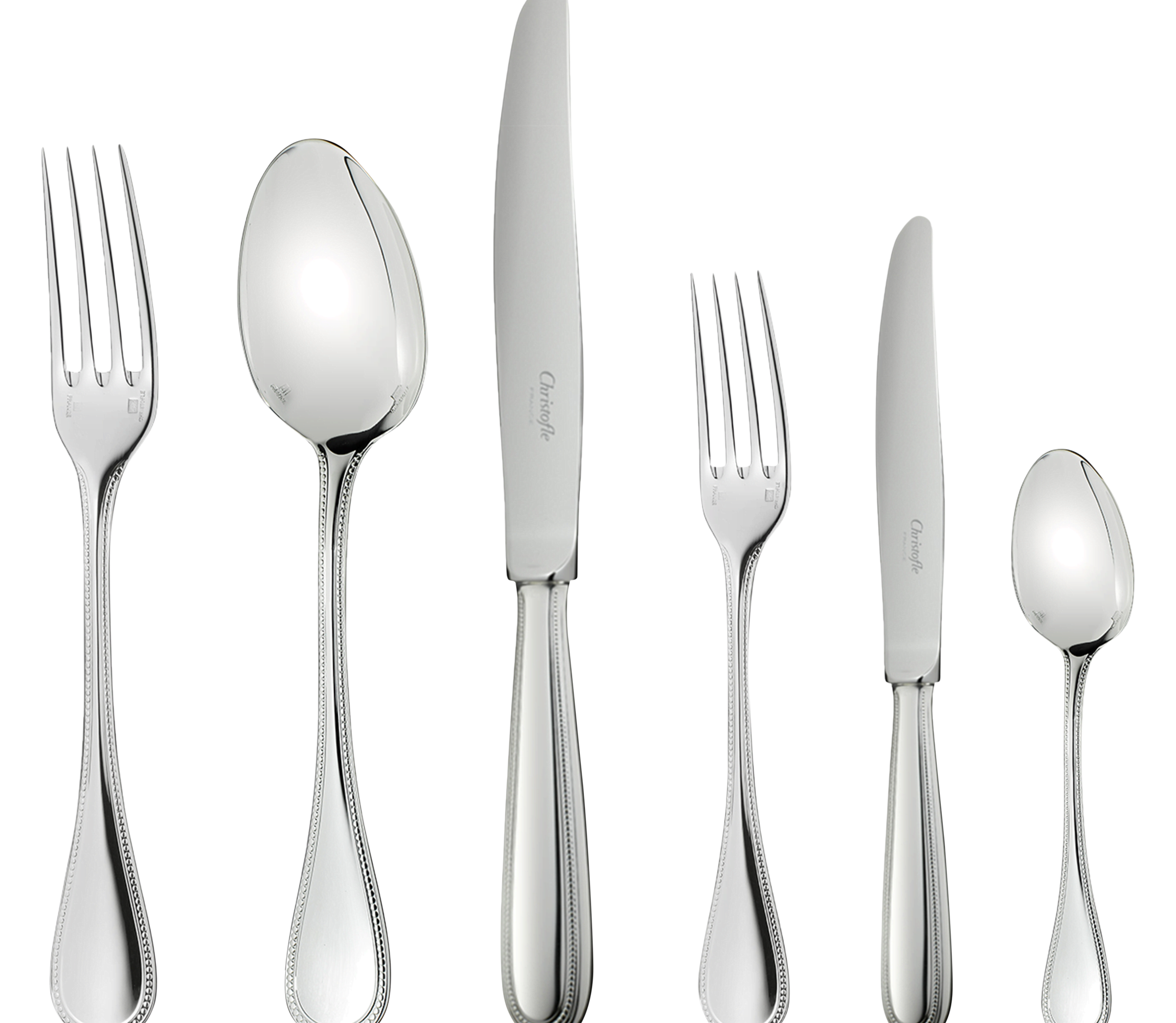christofle flatware set for 6 people (36 pieces) perles silver plated 00010836000001 1
