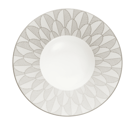 christofle porcelain large rim plate platinum finish 0