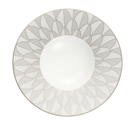 christofle porcelain large rim plate platinum finish 0