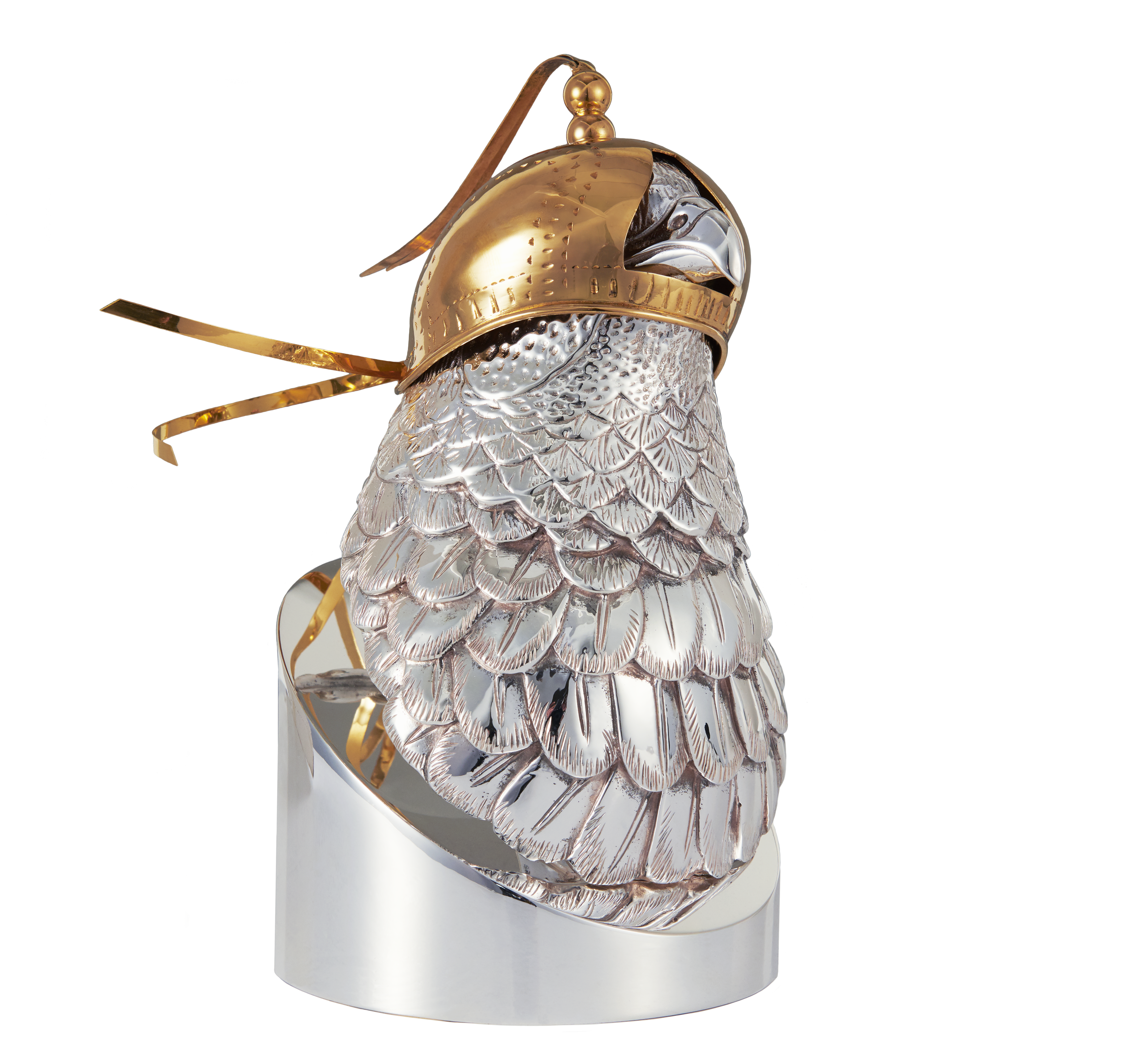 christofle tête de faucon en métal argenté avec casque - haute orfèvrerie 0