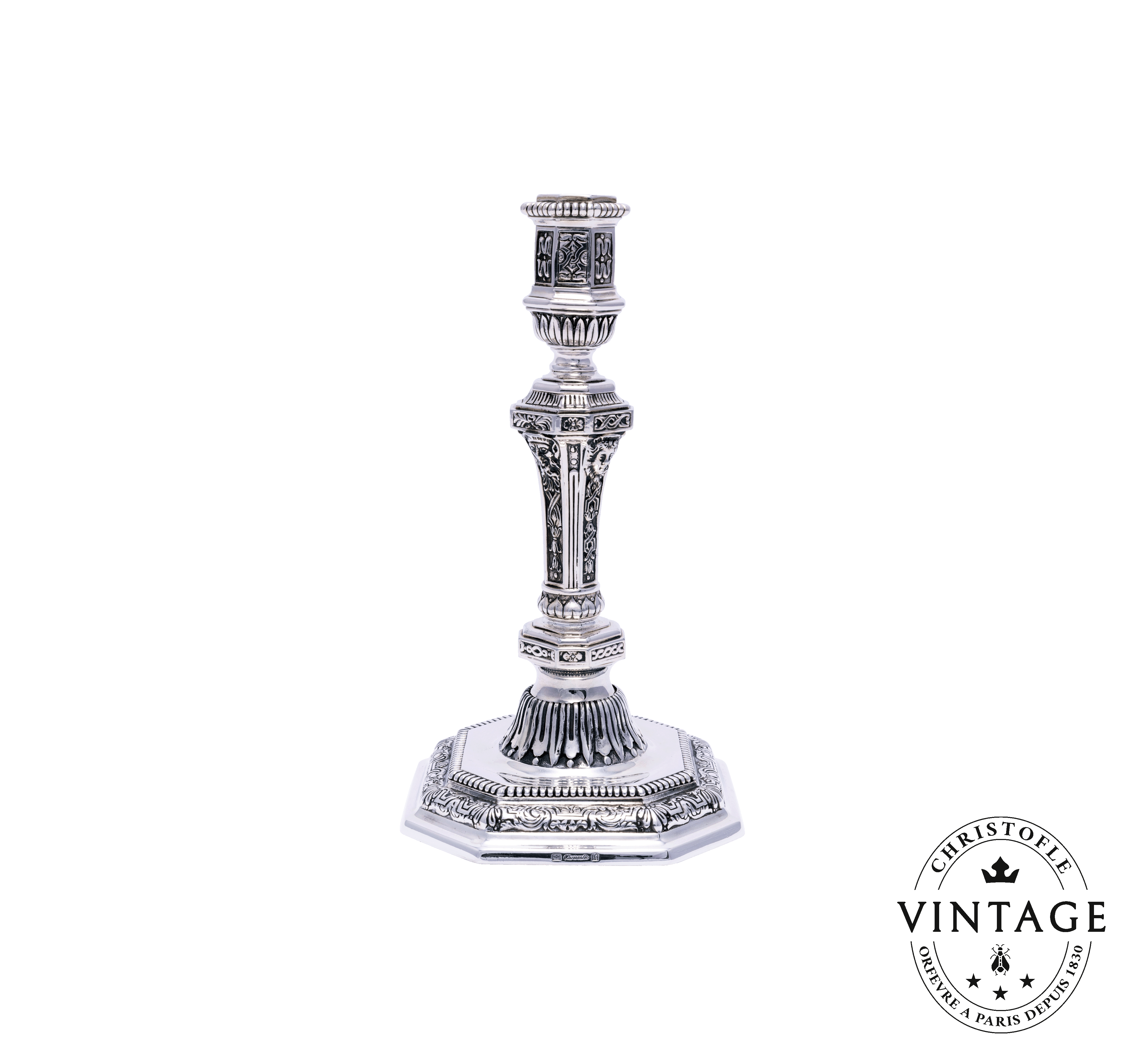 christofle vintage silvered single light candlestick 0