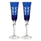 christofle set of 2 crystal blue champagne flutes 1