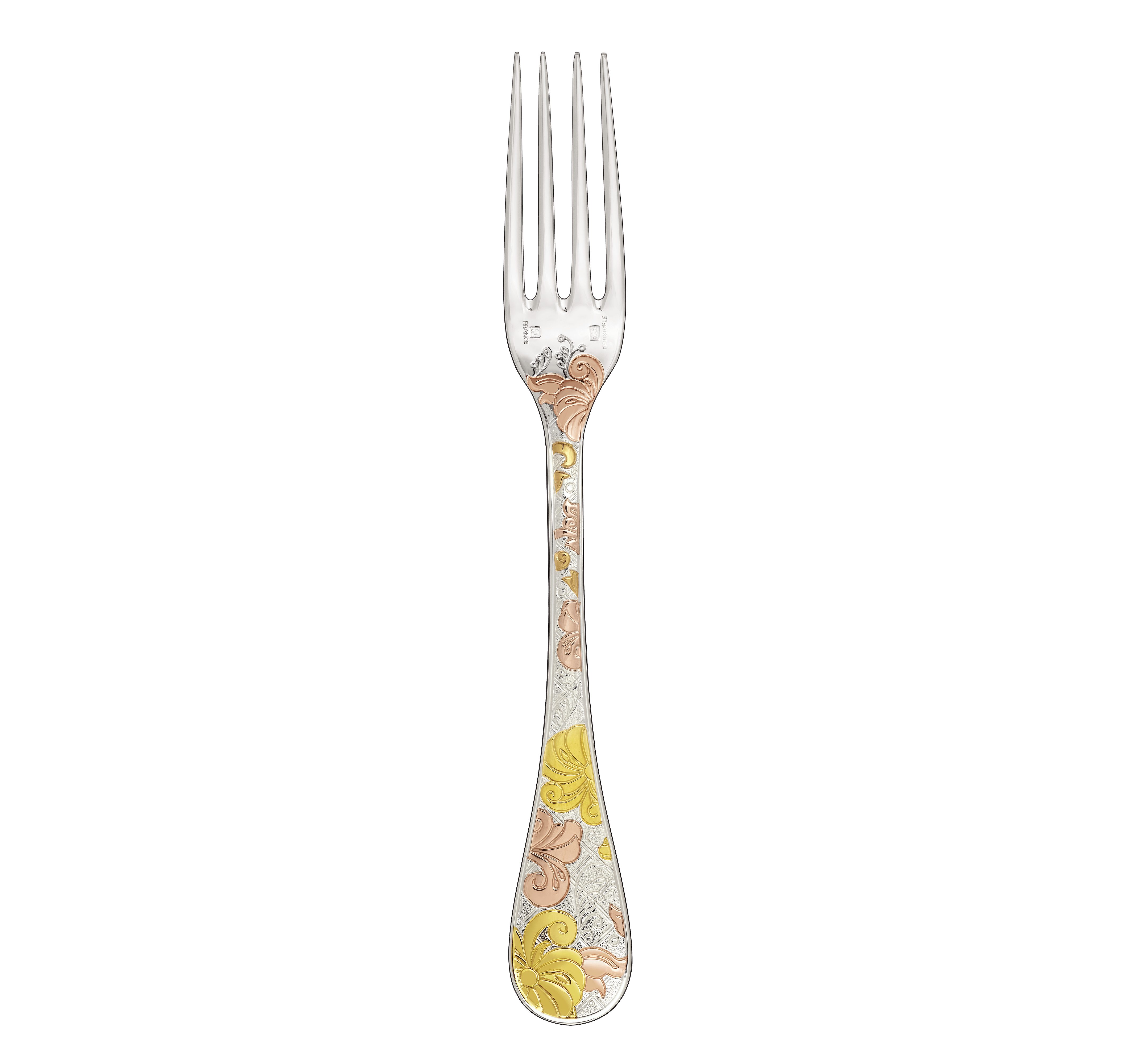 christofle partially gilded rose & yellow gold dinner fork 1