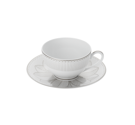 christofle set of 2 porcelain tea cup and saucers platinum finish 0