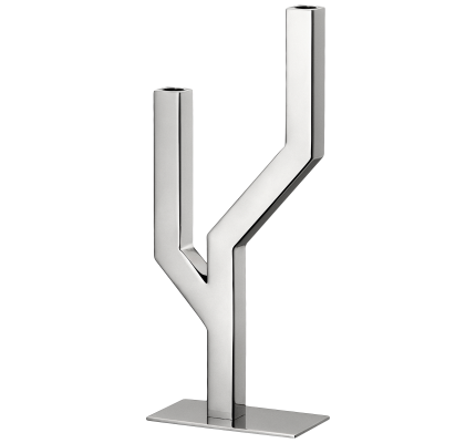 christofle two light candelabra arborescence  stainless steel 1