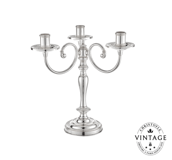christofle three light candelabra, silverware - vintage 1