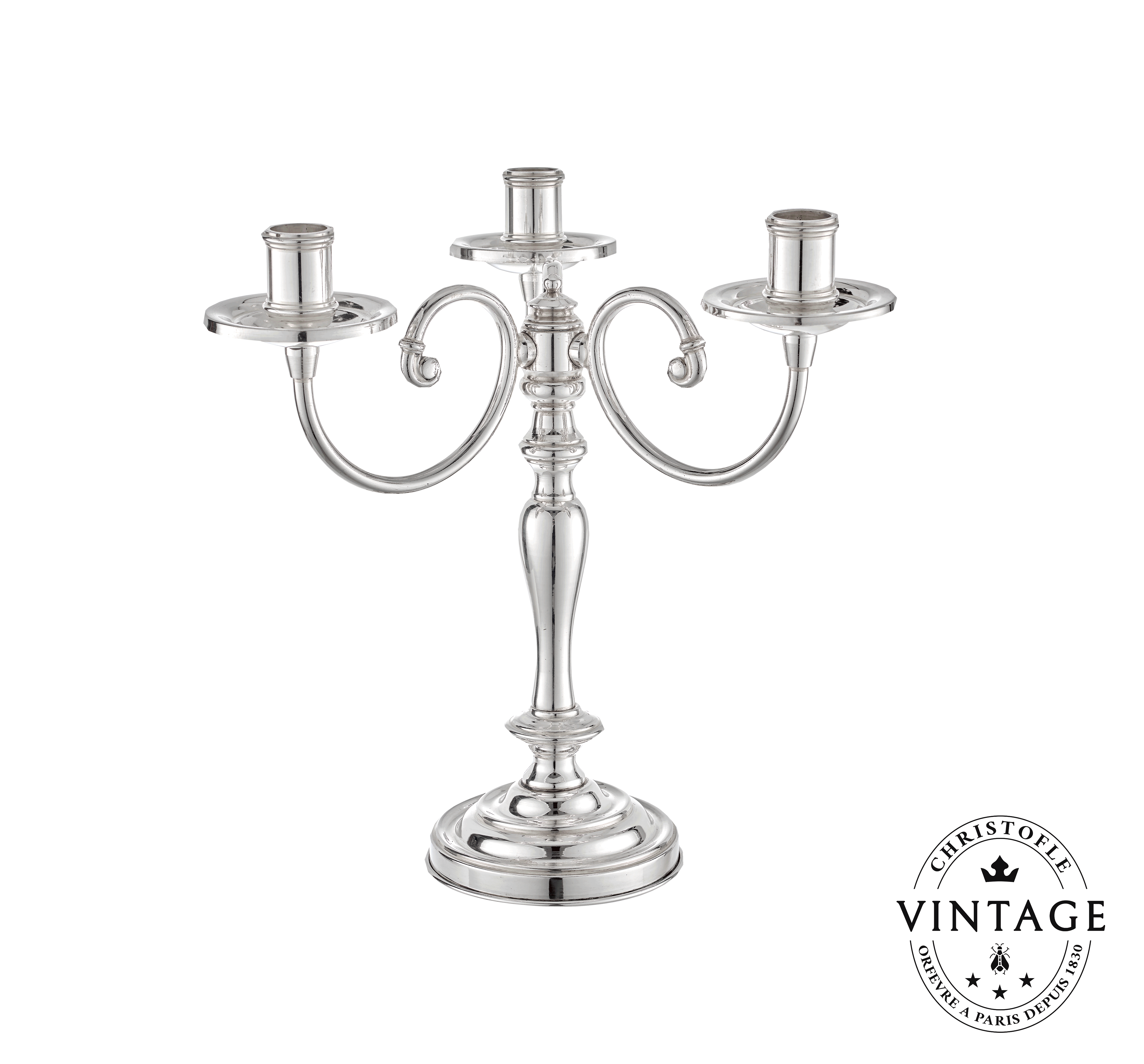 christofle candélabre cheverny 3 lumières vintage 1