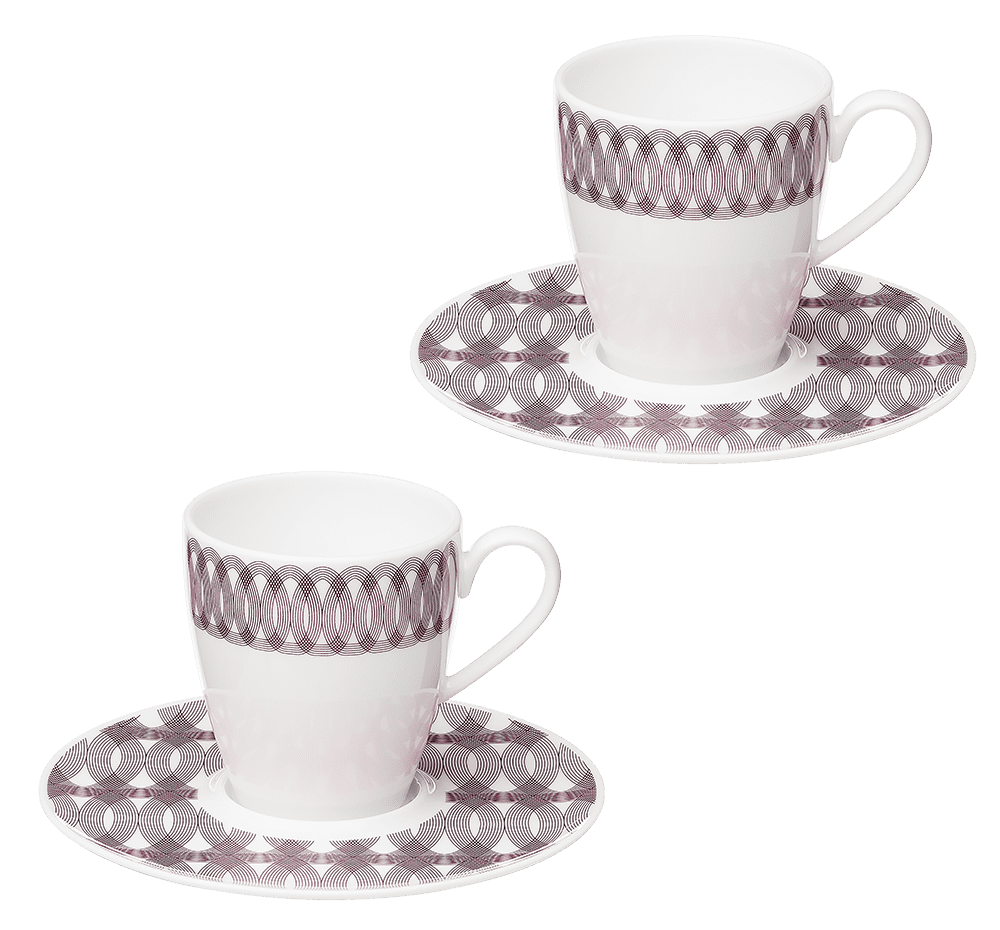 Ensemble de 2 tasses à café et soucoupes en porcelaine finition Or  Malmaison Impériale