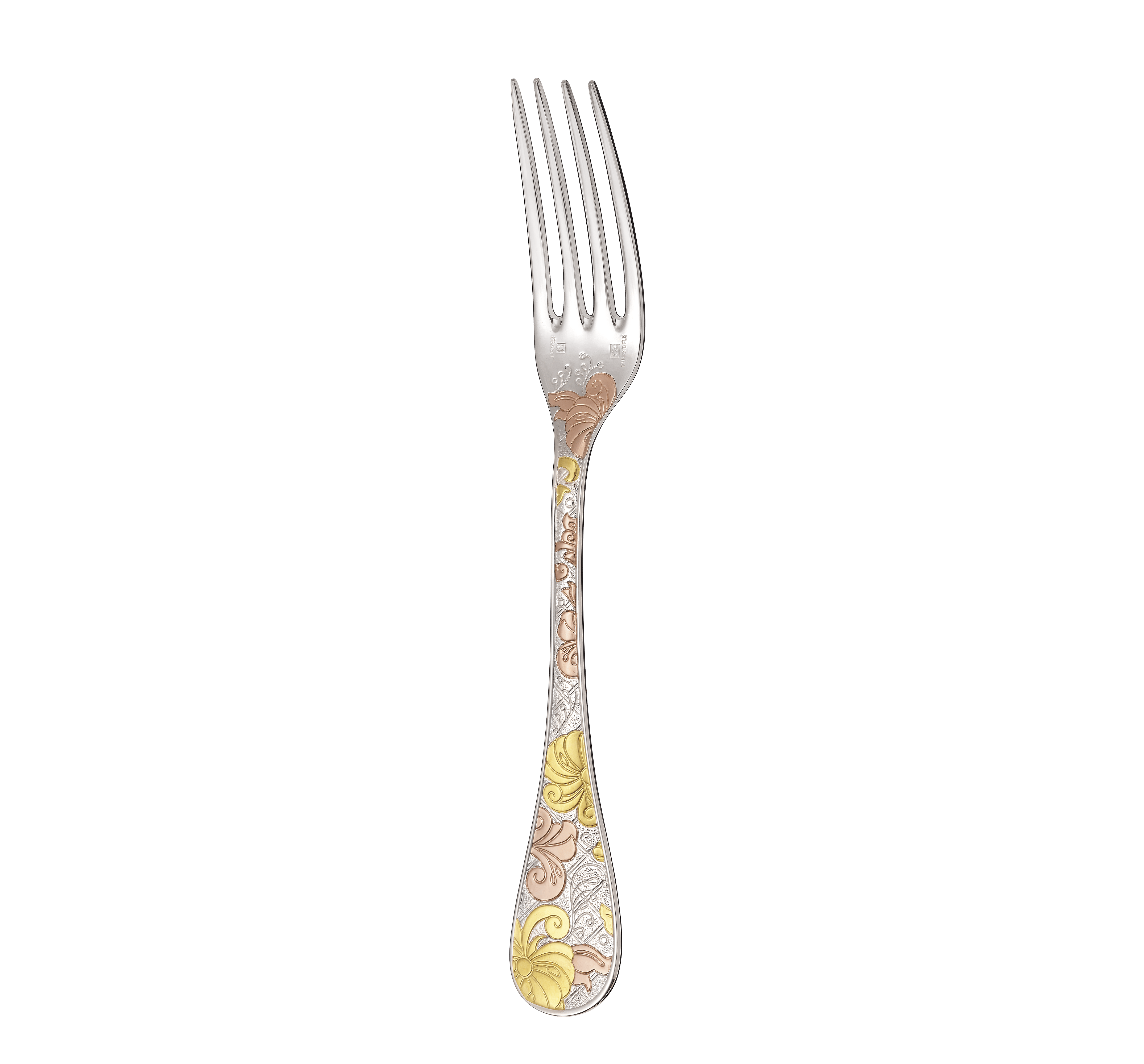 christofle partially gilded rose & yellow gold dinner fork 2