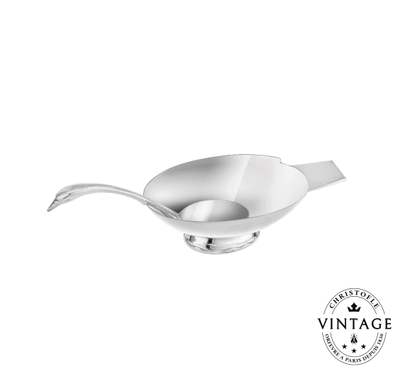 christofle gravy boat swan, silverware - vintage 1