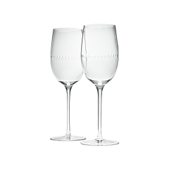 Set of 2 Lead-Free Crystal White Wine Glasses Perles