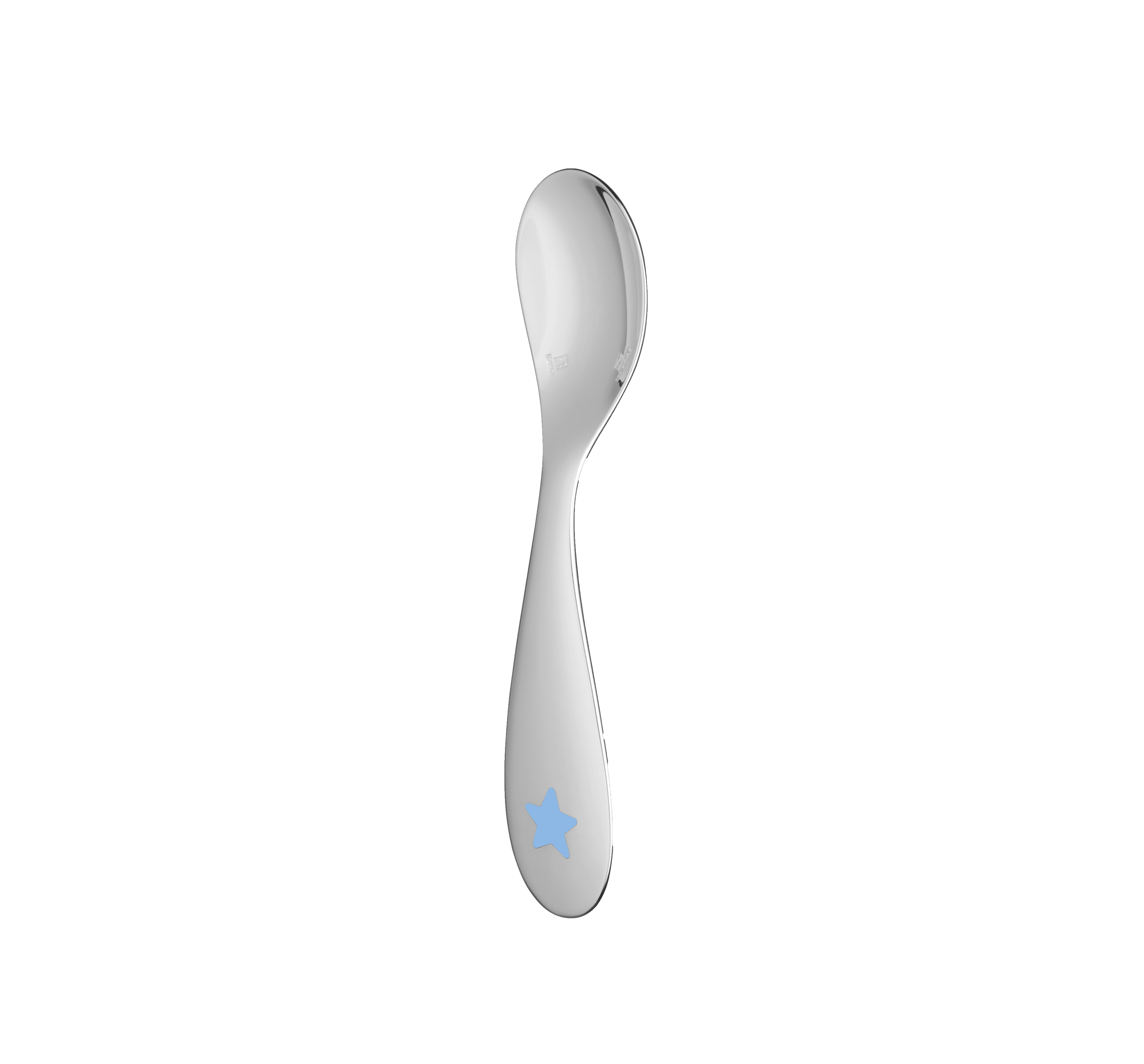 christofle cuillère naissance en métal argenté étoile bleue 0