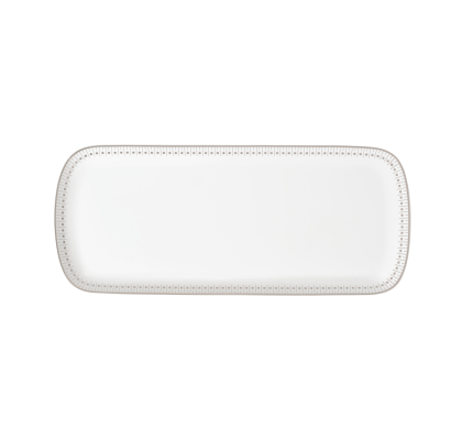 Porcelain Cake Platter 37x16cm Platinum Finish