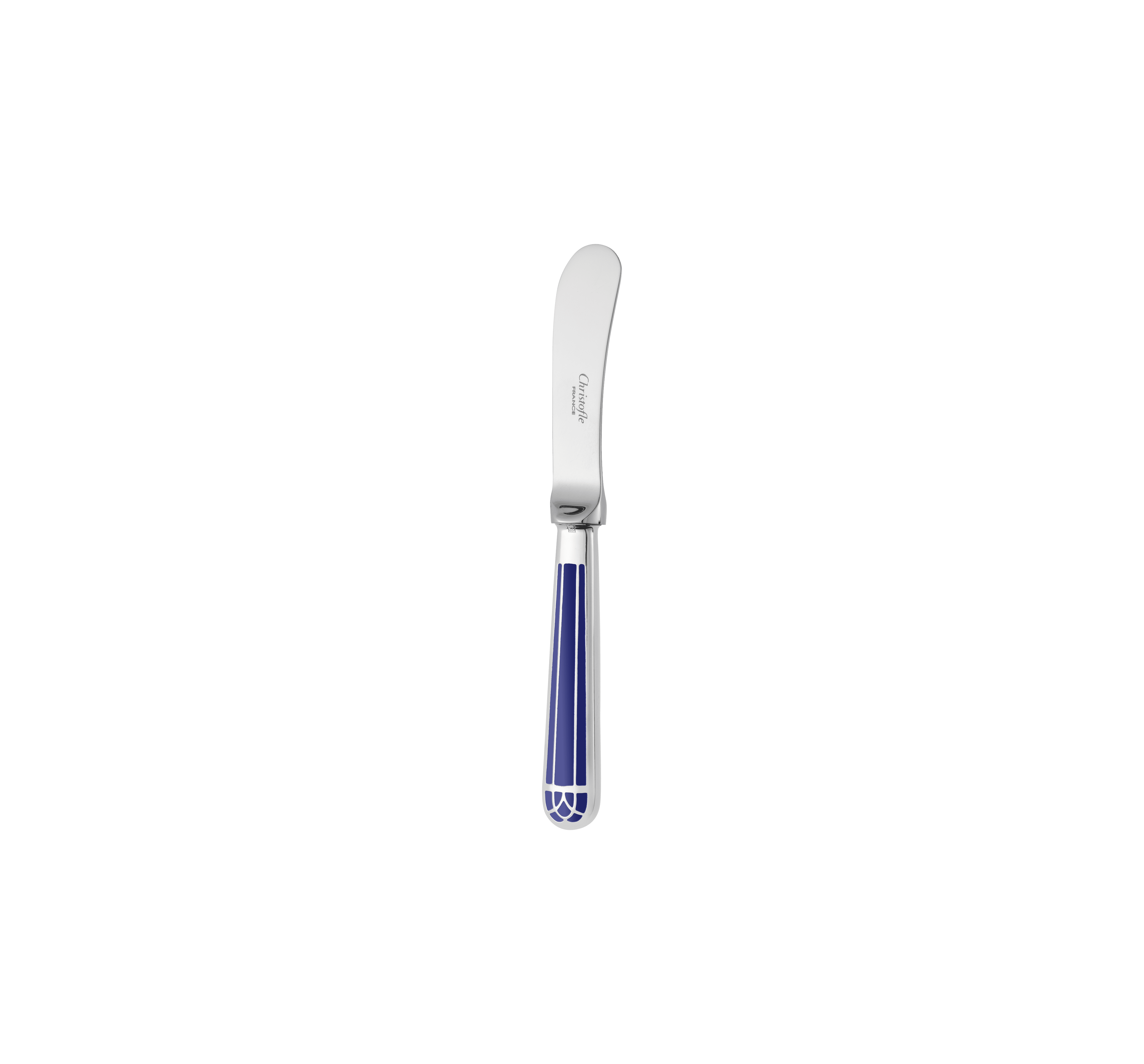 christofle couteau à tartiner en métal argenté - bleu marbré 1