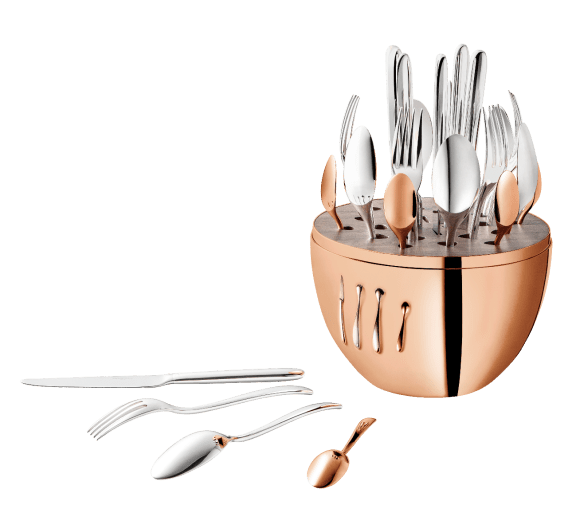 christofle 24-piece rose gold flatware set with chest 2