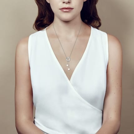 christofle pearl & sterling silver lariat necklace  2
