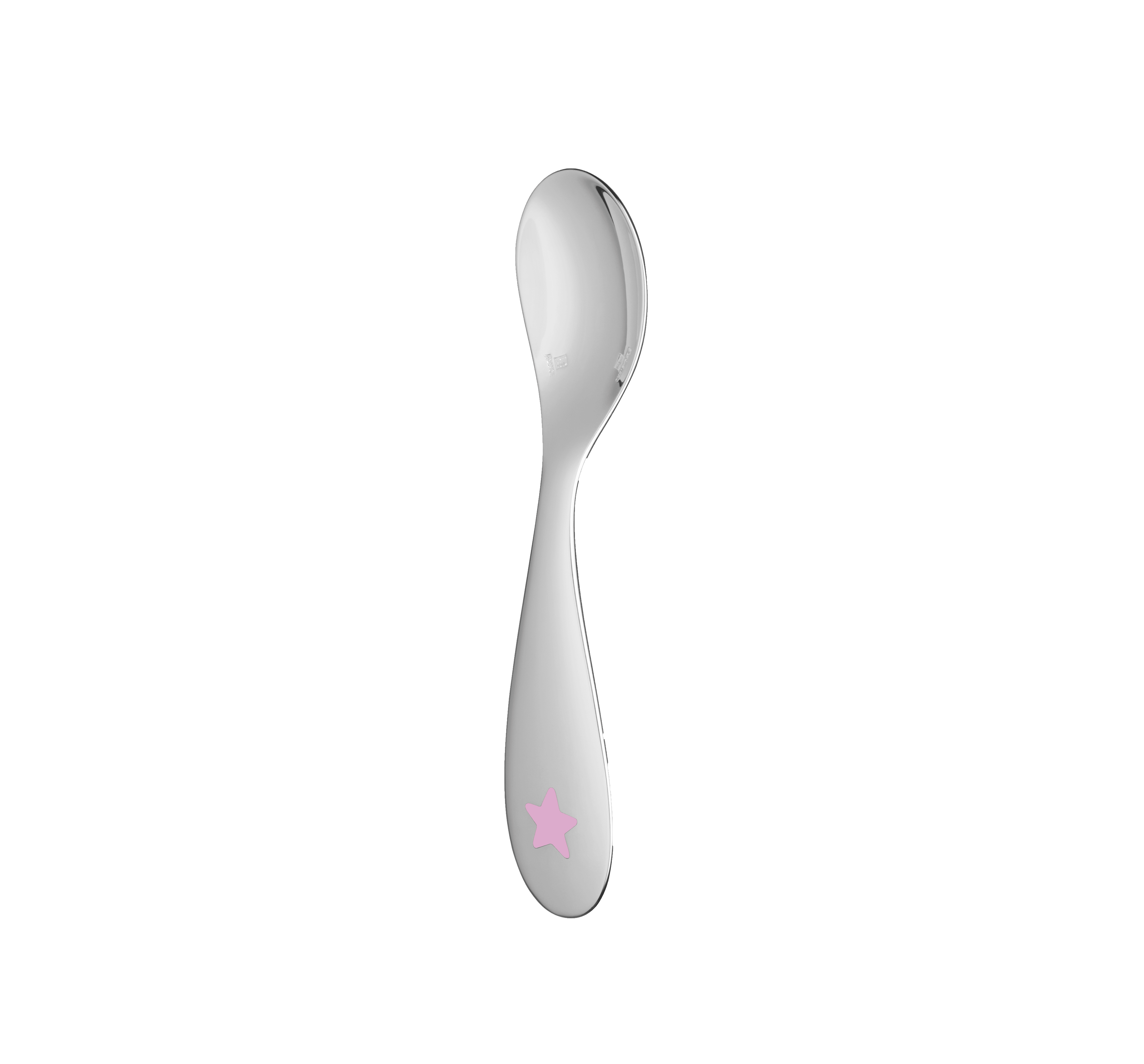 christofle cuillère naissance en métal argenté étoile rose 1