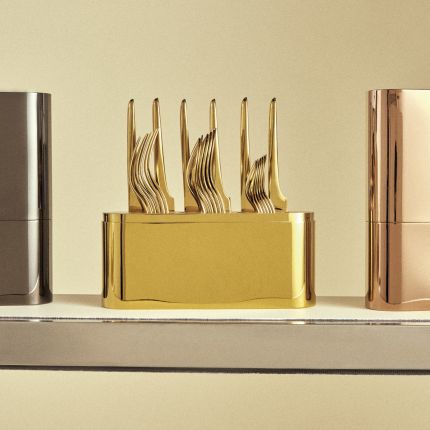 christofle compose your set with the stainless steel gold case 1