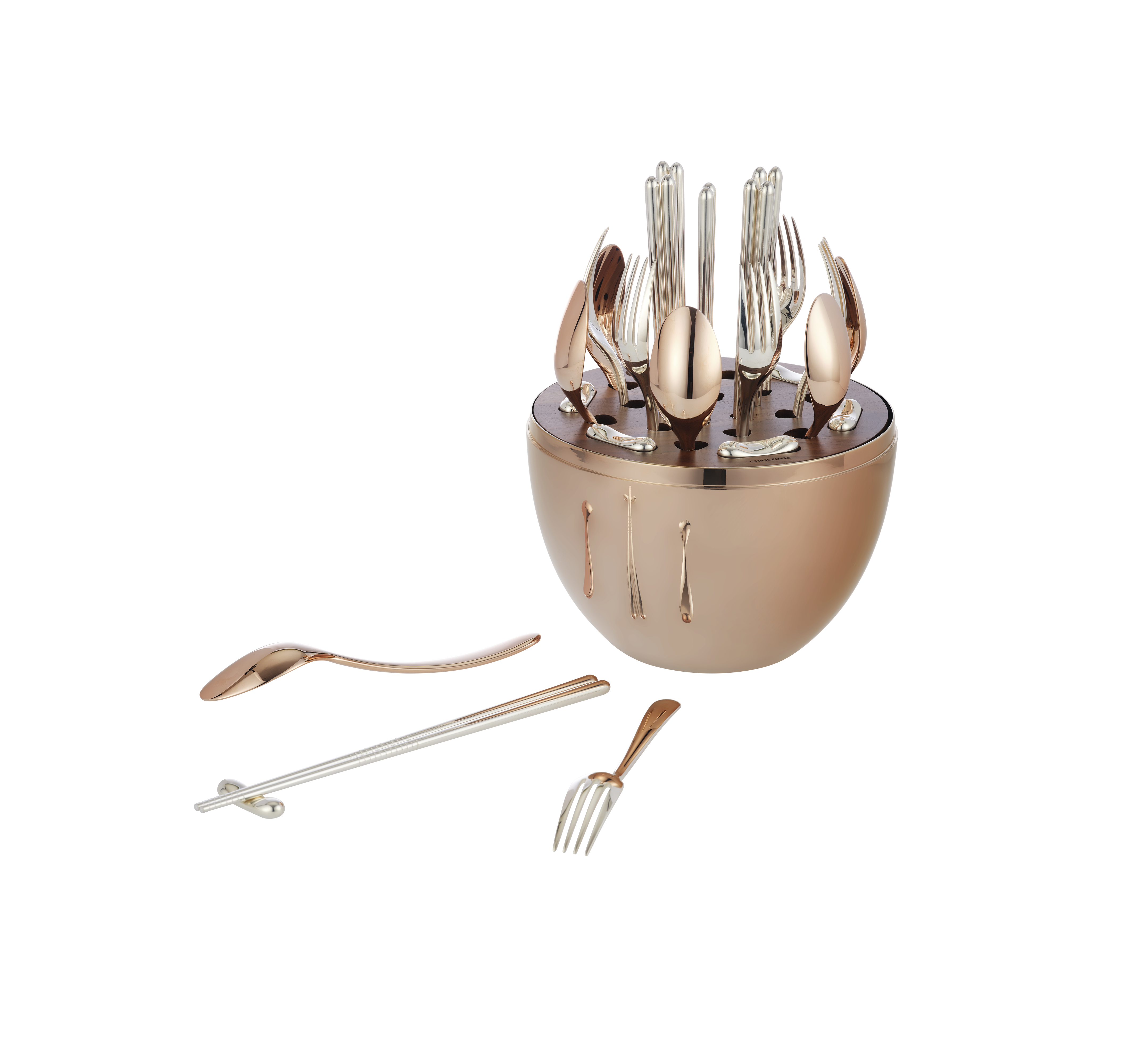 christofle 24-piece rose gold flatware set for 6 people 2