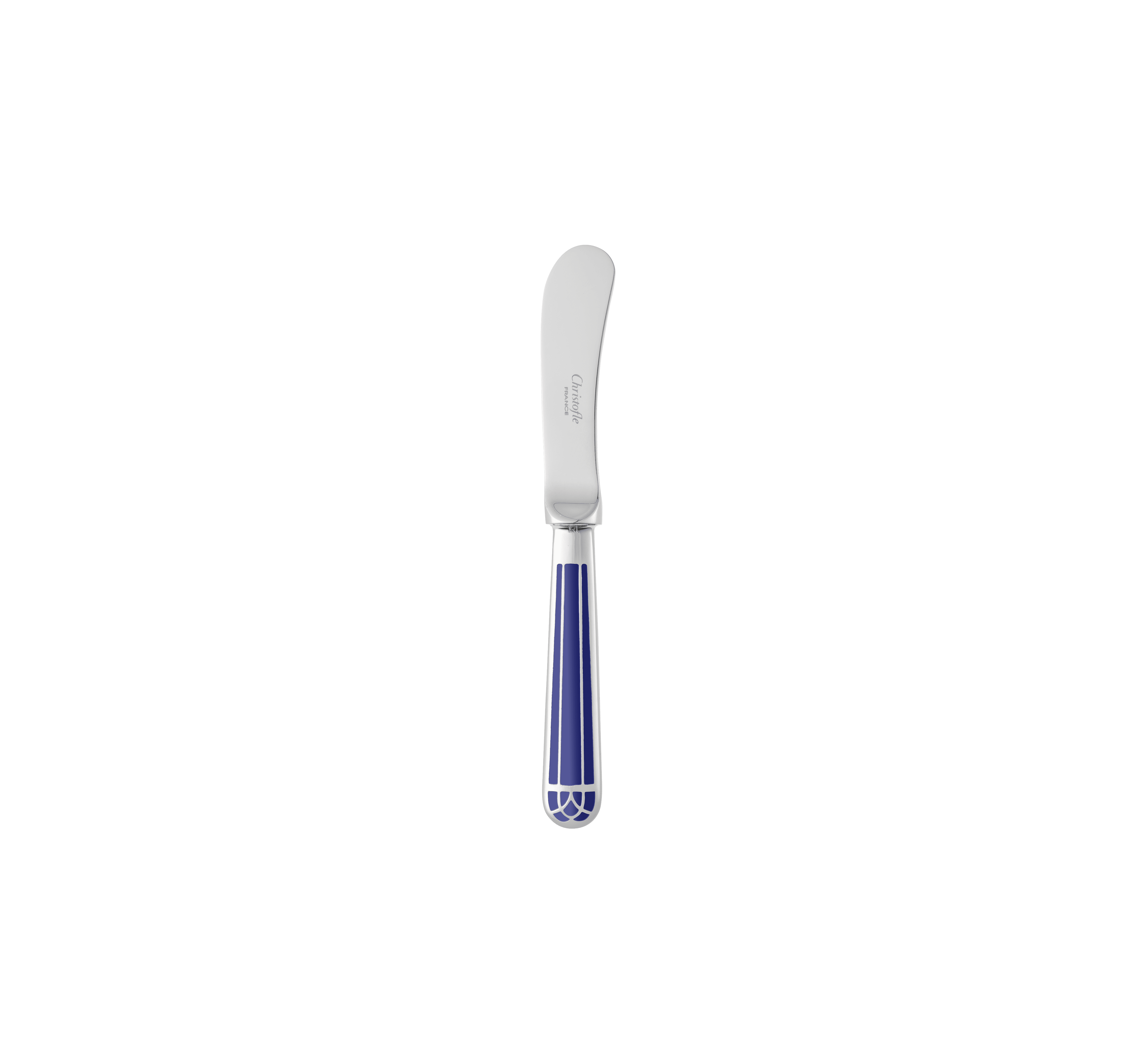 christofle couteau à tartiner en métal argenté - bleu marbré 0