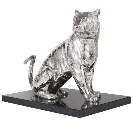 christofle sitting tiger sterling silver - haute orfèvrerie 1