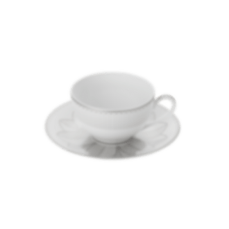 christofle set of 2 porcelain tea cup and saucers platinum finish 0