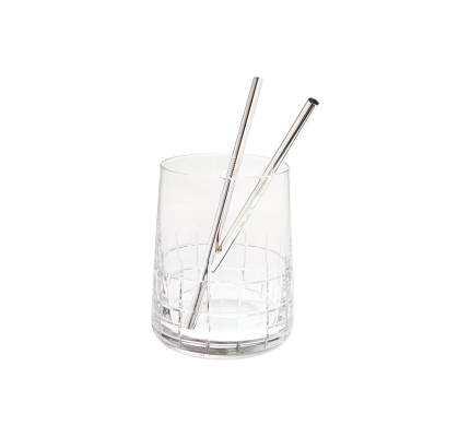 Set of 2 silver plated small straws