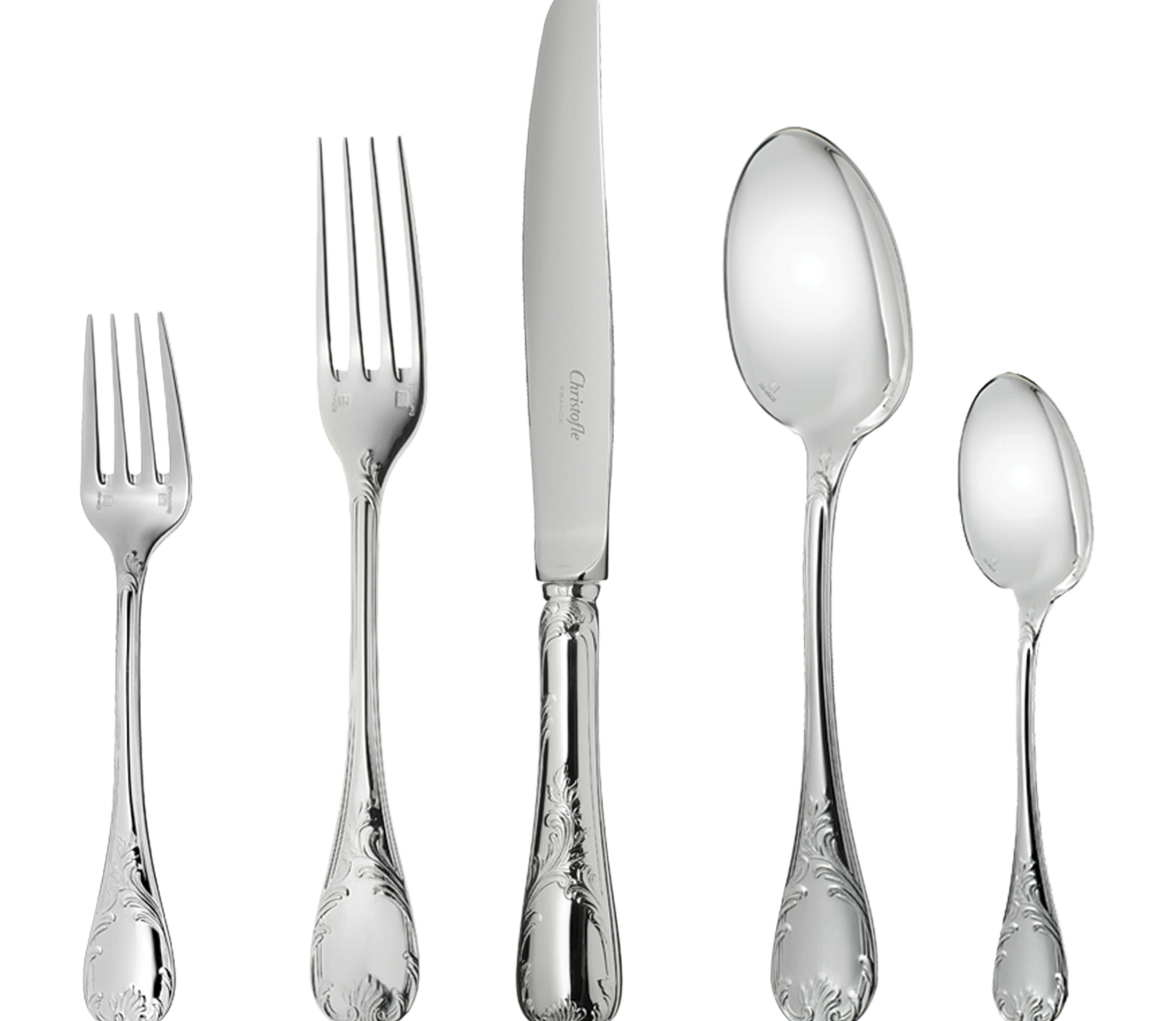 christofle individual place settings (5 pieces) marly  silver plated 1