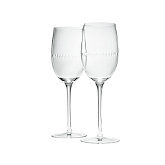 Set of 2 Lead-Free Crystal Red Wine Glasses Perles