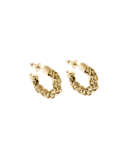 Boucles d'oreille créoles en argent massif dorées 18 cts Pompon