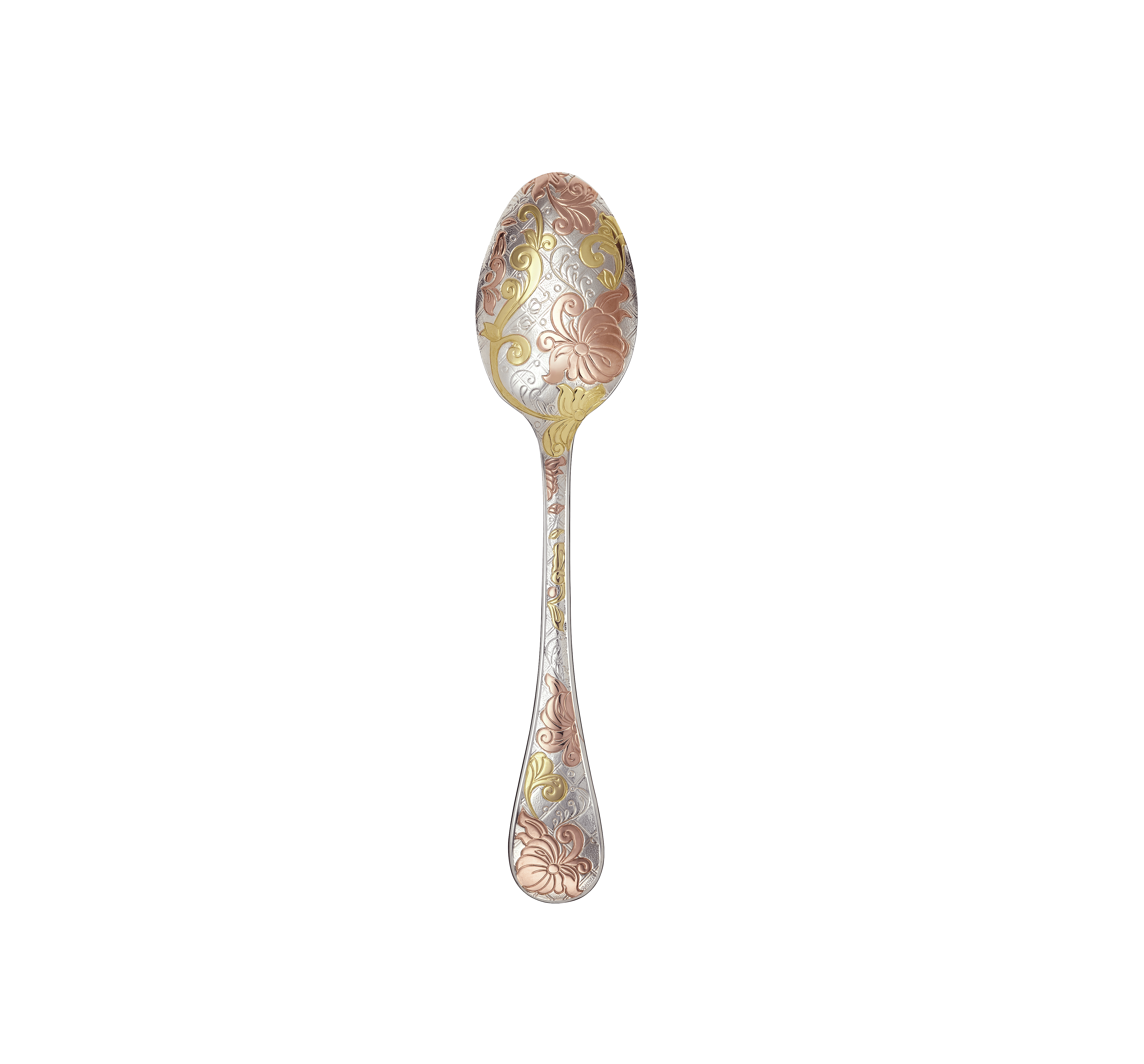 christofle partially gilded rose & yellow gold dessert spoons 3