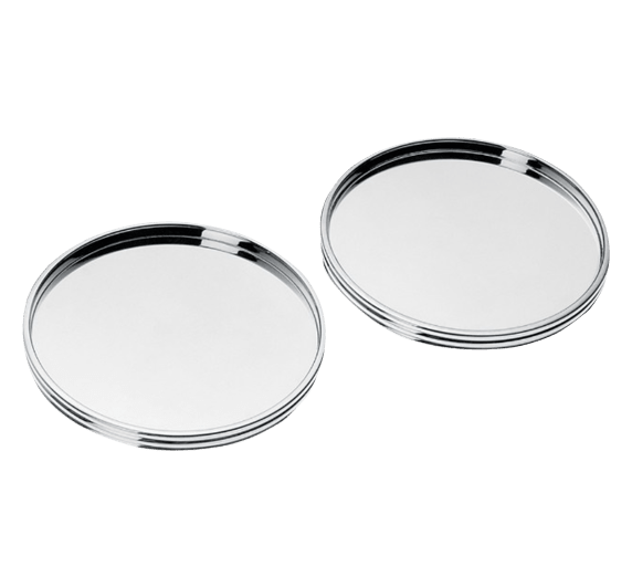 christofle set of 2 glass coasters k+t  silver plated 0