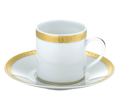 christofle porcelain cup and saucer gold finish   1