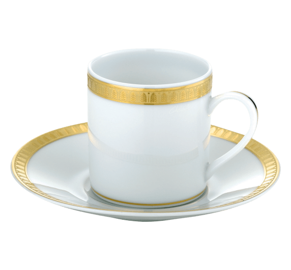 christofle porcelain cup and saucer gold finish   1