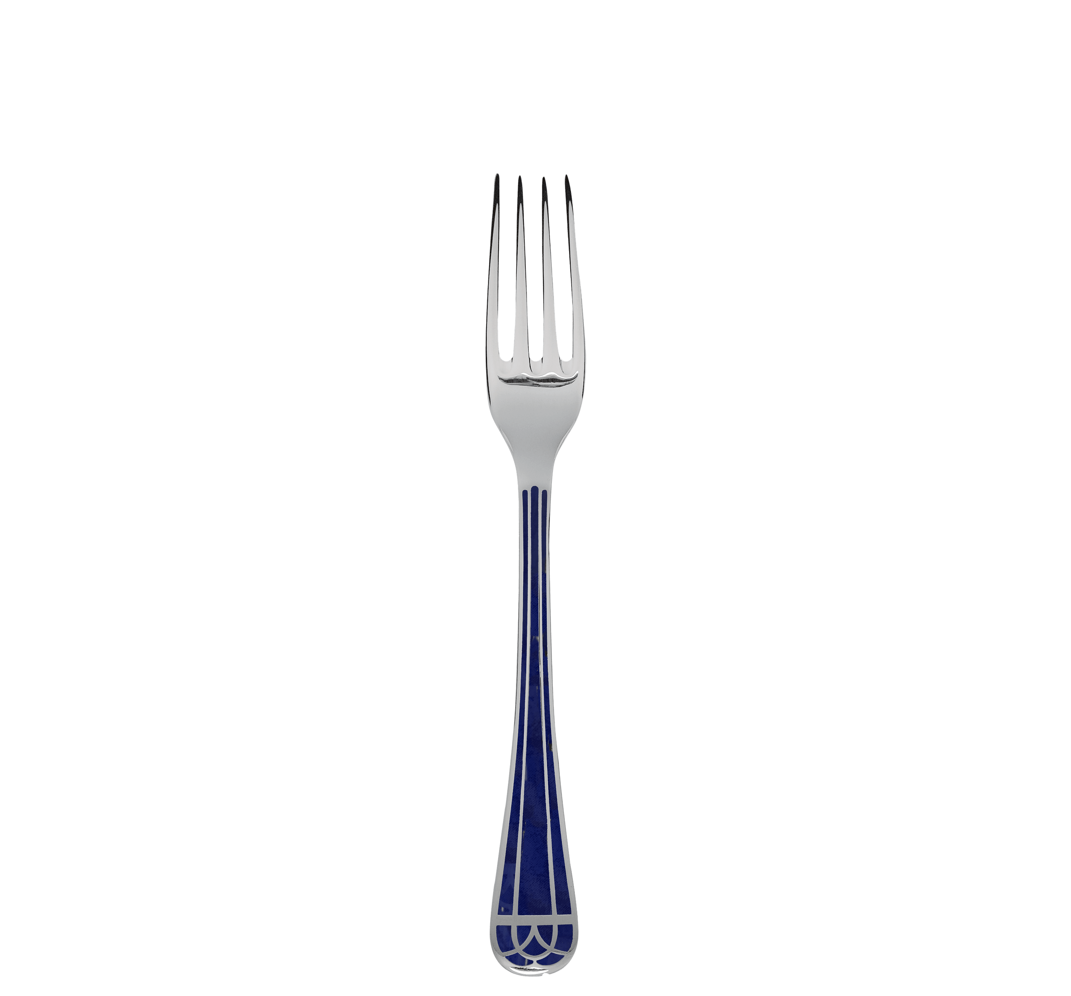 christofle fourchette de table en métal argenté - bleu marbré 1