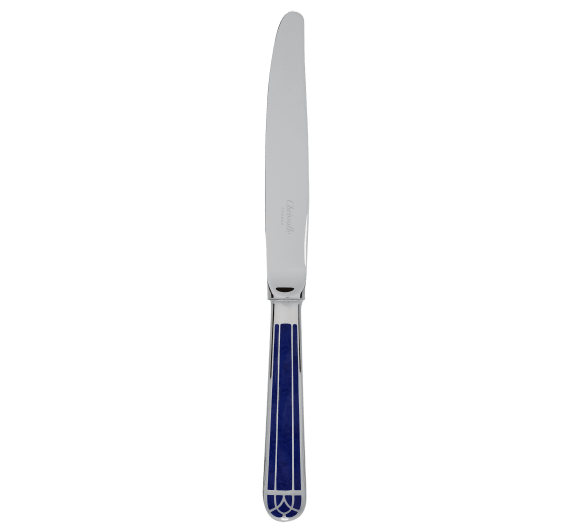 christofle silver-plated standard dinner knife - marbled blue 1