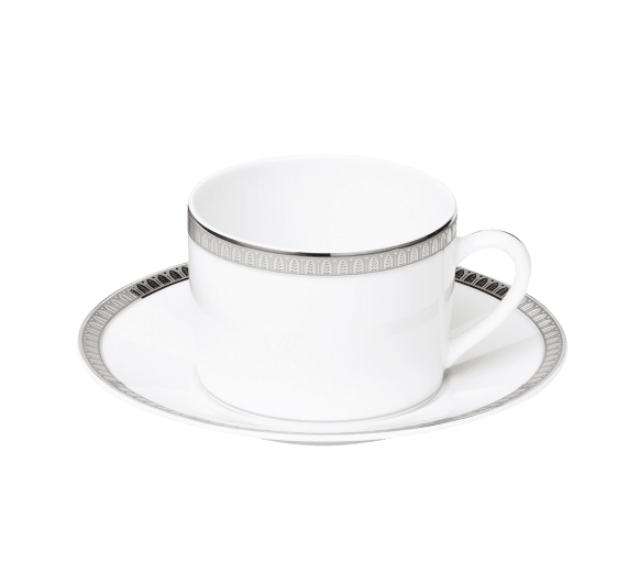 christofle porcelain tea cup and saucer platinum finish 2