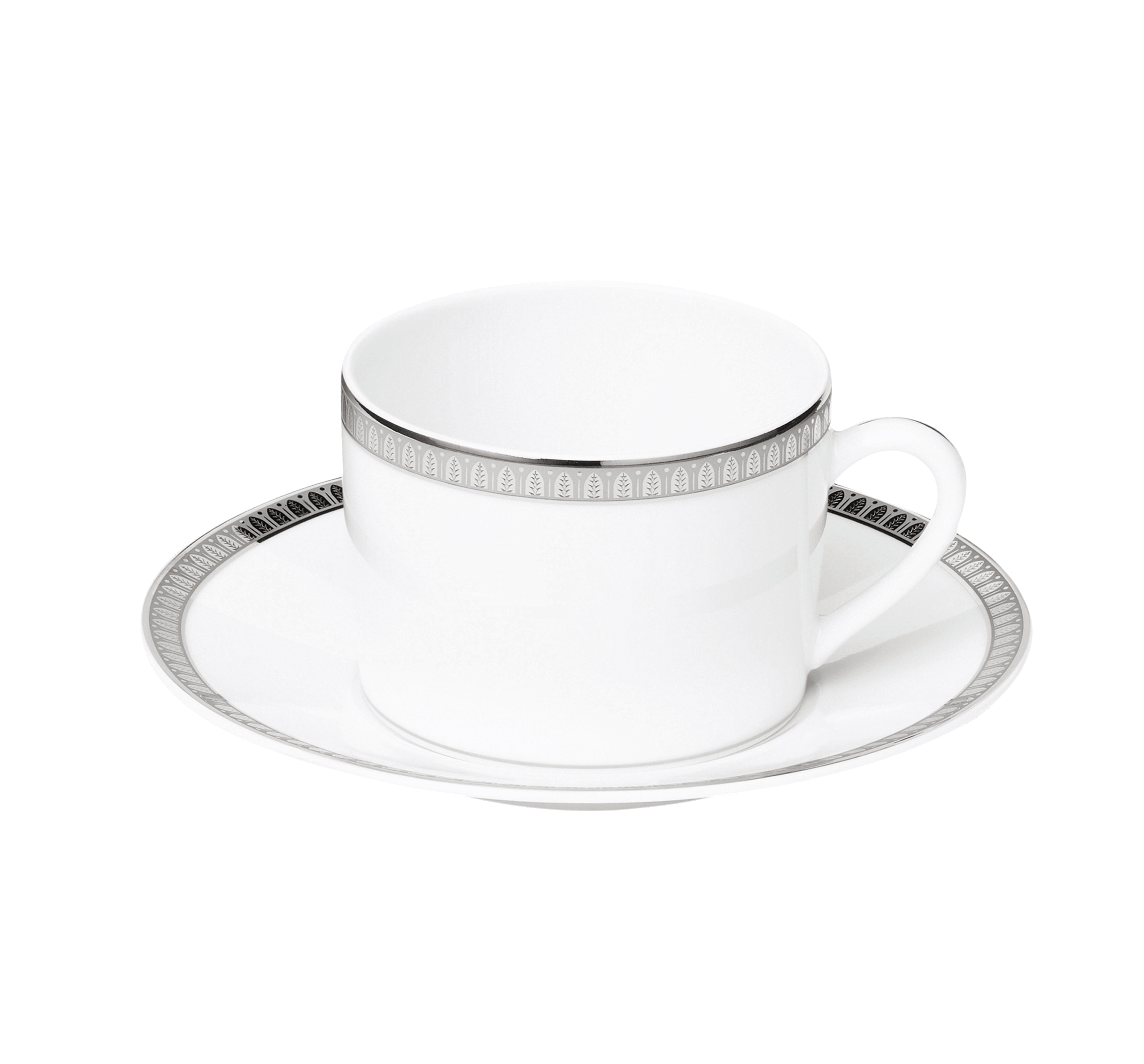 christofle tasse à thé avec soucoupe en porcelaine finition platine 2