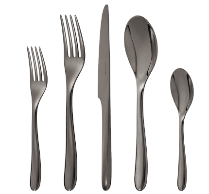 christofle stainless steel 5-piece place setting - black colour 2