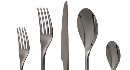 christofle stainless steel 5-piece place setting - black colour 2