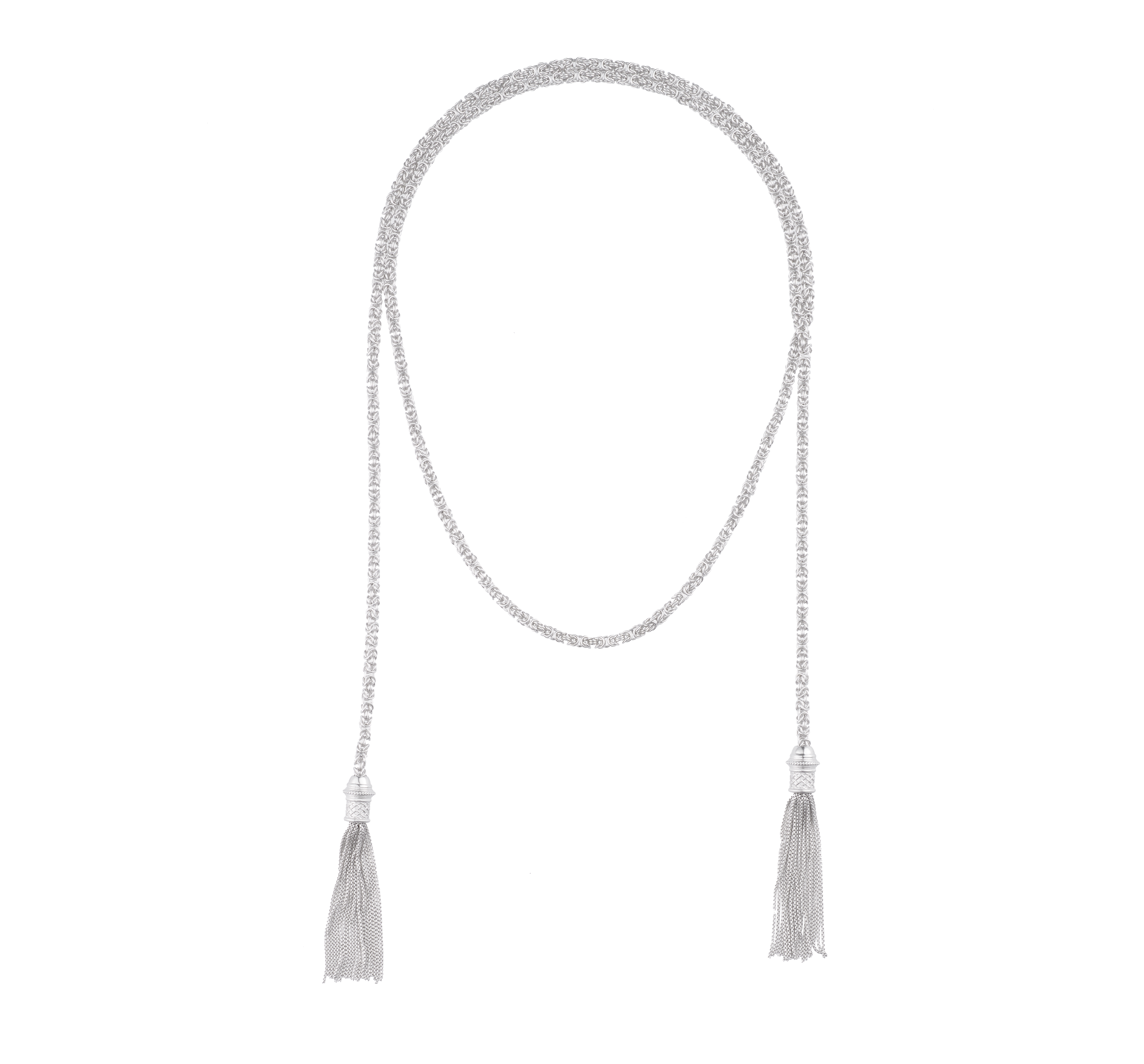 christofle sterling silver tie necklace chain  1
