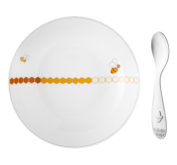 christofle baby plate and spoon set beebee silver plated 07754105000001 1