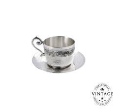 Vintage Silvered Tea Cup Four Seasons