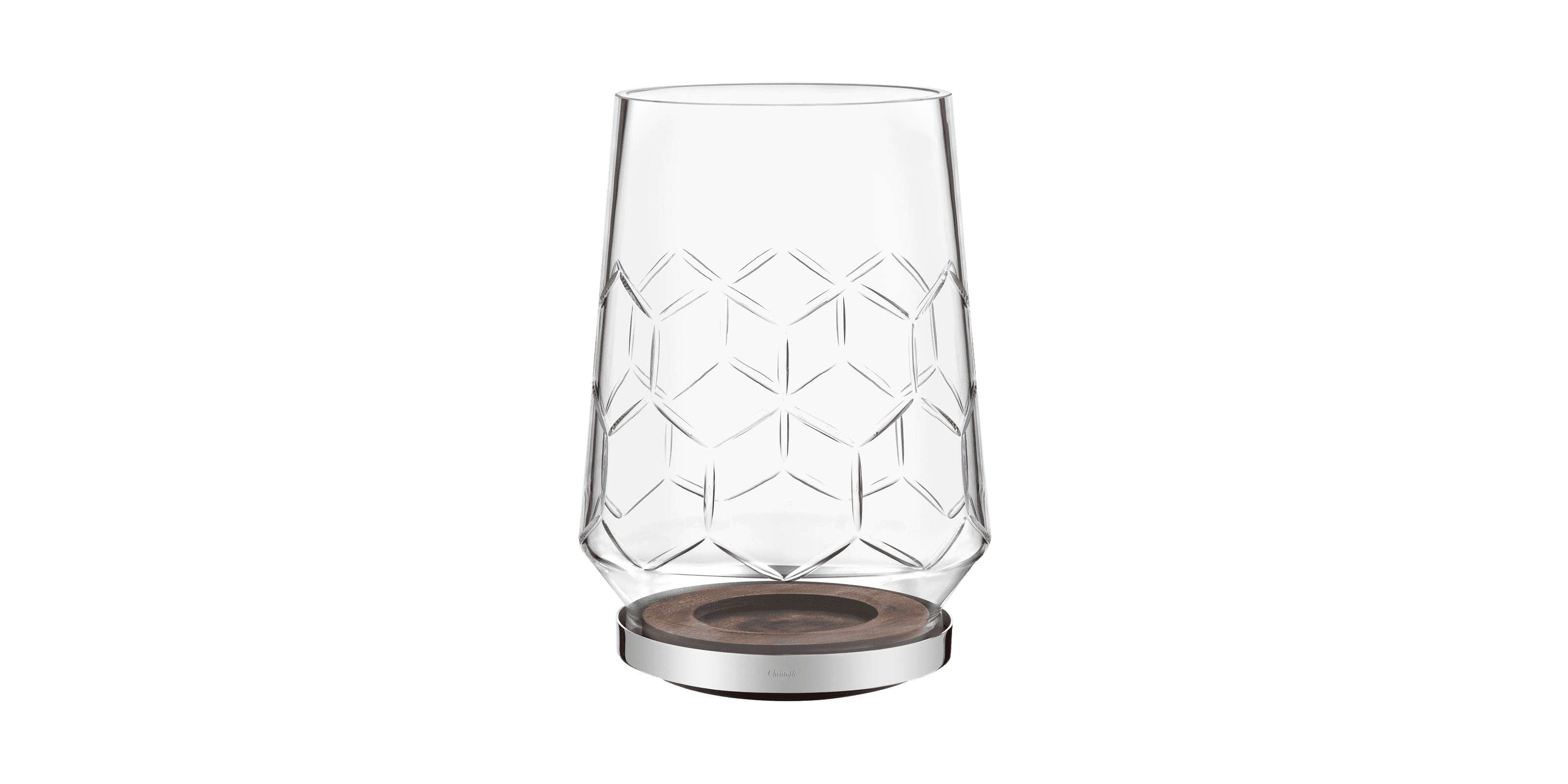 christofle photophore en verre taillé - grande taille 2