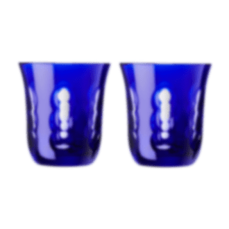 christofle Set of 2 Crystal Blue Water Goblets