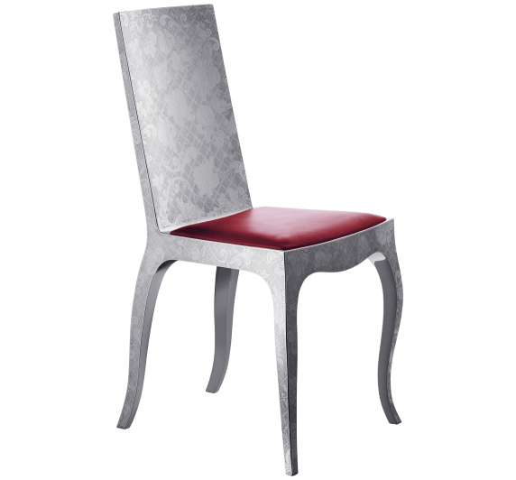 christofle stainless steel chair with leather cushion 3