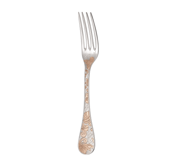 christofle partially gilded silver plated dinner fork - pink gold 2